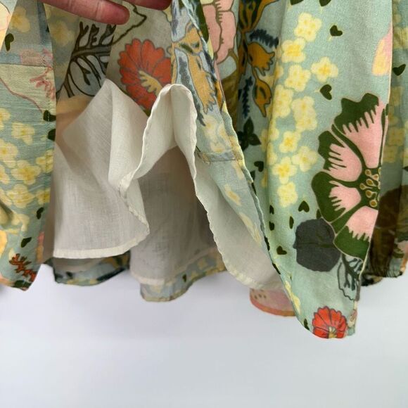 Anthropologie Carolina K Women’s Blue Large Floral Printed Pullover Blouse - Picture 7 of 14